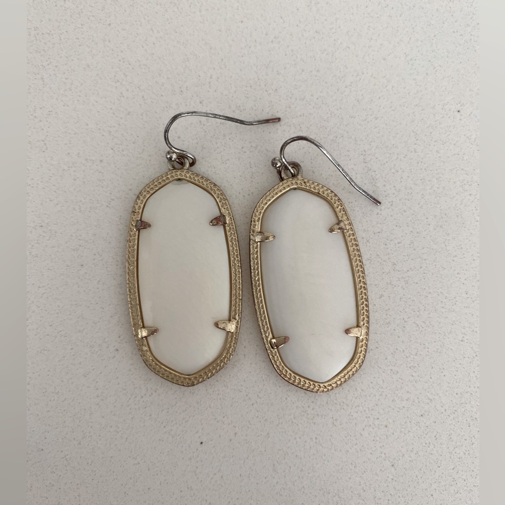 Kendra Scott Elle Gold Drop Earrings in White